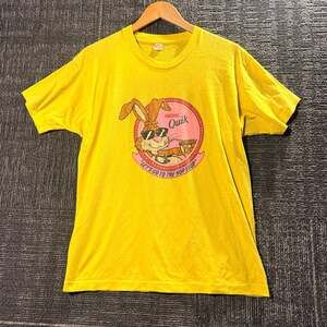 Vintage 80s/90s Nestle Quik Rabbit "Let's Go To The Hop Shop" Yellow Graphic T-S